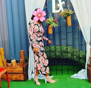 Floral Mesh Ruched Maxi Dress