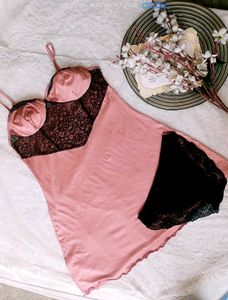 Peach Lace Trim Night Dress &amp; Panty Set