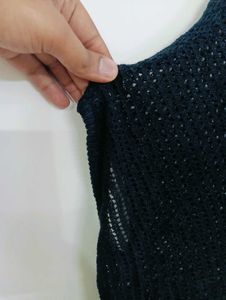 Navy Blue Crochet Knit Top
