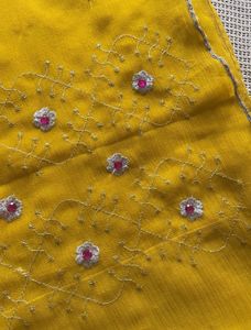 Yellow Embroidered Saree