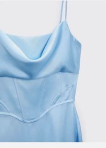 ZARA Baby Blue Corset Midi Dress