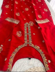 Red Embroidered Kurta Set