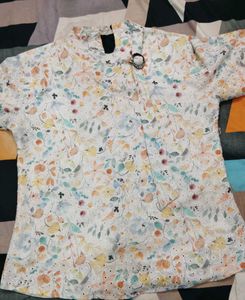 Floral Embroidered White Ethnic Top