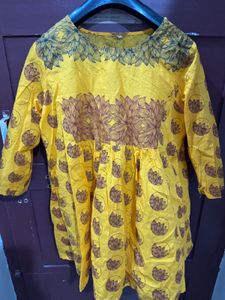 Vibrant Yellow Printed Kurta