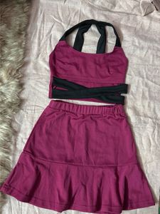 Magenta Crop Top & Skirt Set