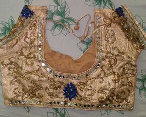 Golden Embroidered Saree Blouse