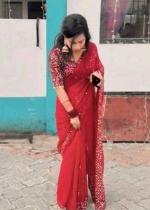 Mirrorwork Saree With Padded Blouse