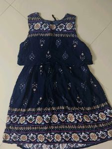 Navy Blue Floral Print Dress