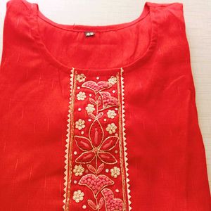Neck Embroidery Work Kurti Set