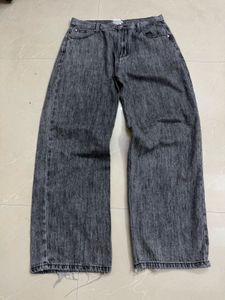 Washed Grey Wide Leg Jeans