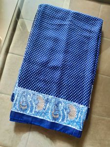Beautiful Navy Blue Paisley Print Boil Saree