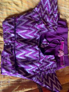 Stylish Purple Blouse with Geometric Pattern