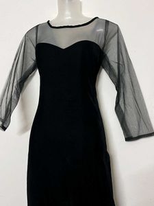 pinteresty Elegant Black Velvet Evening Dress