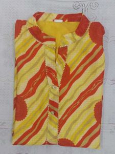 lehariya Vibrant Yellow &amp; Red Striped Kurta