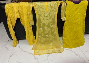 original mirror work Chikankari Kurta Set