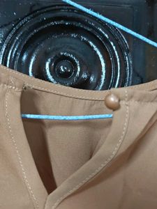 Elegant Brown Ruffled Sleeve Top
