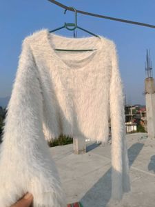 Fluffy White Crop Top