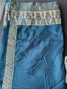 Elegant Teal Saree with Brocade Blouse