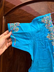 Beautiful Embroidered Blue Kurta with Chunni
