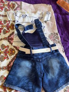 Cute Denim Bunny Overalls Set with Hat &amp; Mittens