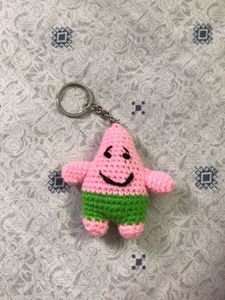 Crocheted Patrick Star Keychain