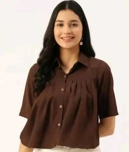 Stylish Brown Pleated Shirt Top
