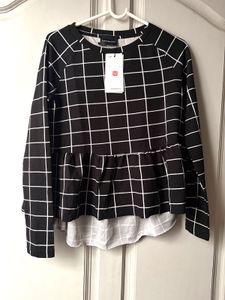 Calvin Klein Grid Print Peplum Top