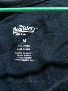 Roadster Black & White  Printed Casual T-Shirt