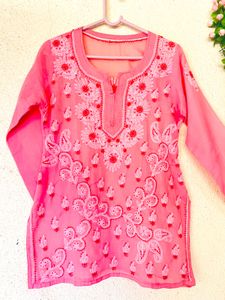 Pink Chikankari Kurta