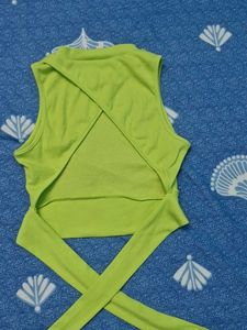 Neon Green Wrap Around Crop Top