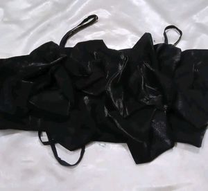 Black Rose Embellished Crop Top