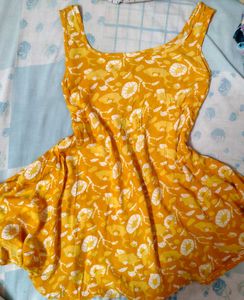 Yellow Floral Print Summer Dress