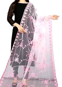 Soft Net (nylon) Pink Dupatta