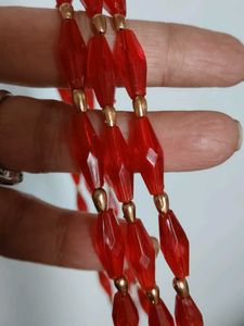 Red Beaded Jewelry Set - Handmade by SHREE SHILP C