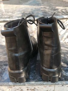 Black Lace-Up Combat Boots