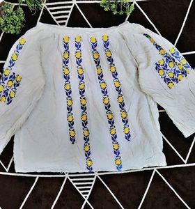 Embroidered Peasant Top