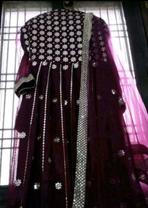 New Purple Heavy Embroidered Party Wear Dress