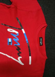 Red Cropped Long Sleeve Top