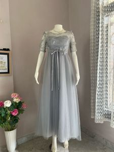 Elegant Grey Tulle Gown