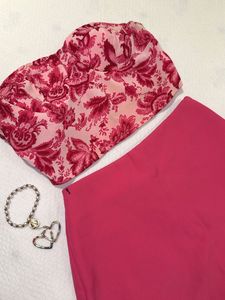 Chic Pink Skort &amp; Floral Top Set
