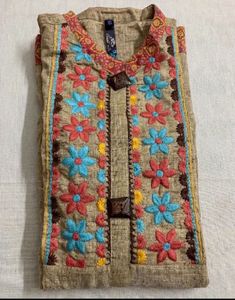 🆕Embroidery Pure Cotton Kurta (XXL)