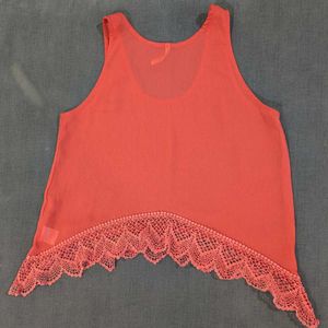 Sleeveless Lace Coral Top