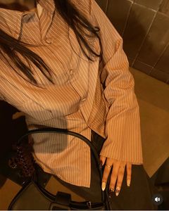 combo Chic Pinstripe Bell Sleeve fitted shirts