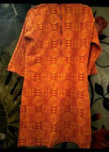 Vibrant Orange &amp; Yellow Printed Kurta