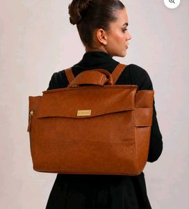 Stylish Tan Faux Leather Handbag