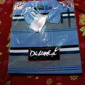Men's Blue Striped Polo Shirt