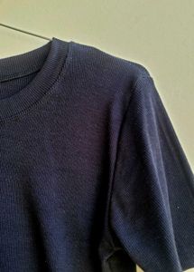 Black Ribbed Short Sleeve Top