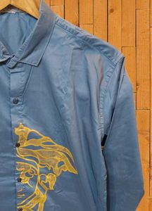 Blue Men's Shirt with Medusa Logo