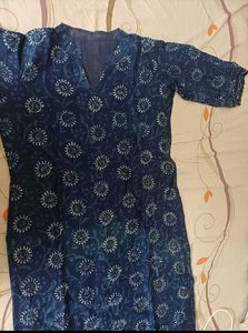 Blue Printed Cotton Salwar Suit