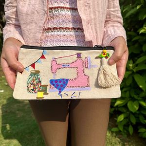 Handmade Embroidered Sewing Machine Pouch